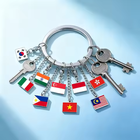 Country Flag Lobster Clasp Charms Pendant Bracelet Stainless Steel Thailand Singapore Malaysia Flags