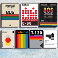 Retro 80s VHS Camera Animals Canvas Art Home Decor Poster
