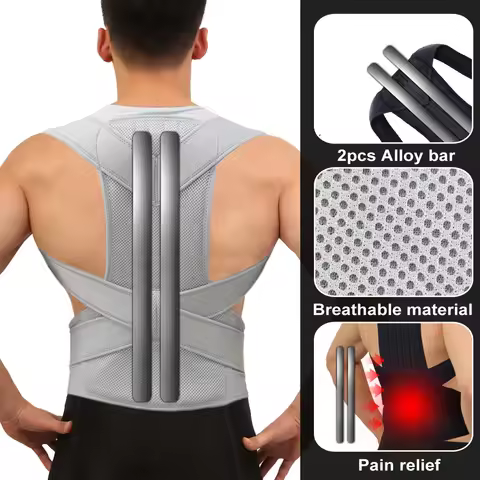 43cm*2pcs Alloy Bar Posture Corrector Scoliosis Back Brace Spine Corset Shoulder Therapy Support Poo