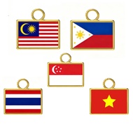 MYSHAPE Malaysia Philippines Singapore Country Flag 10*6.6mm Custom Charms Pendant Stainless Steel F