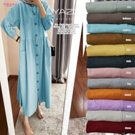 Best Baju terusan wanita gamis polos modis yazo midi dres katun linen