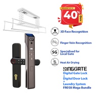 [Mega Bundle] (FR058+FM021+LS026) FREE Installation Smart Laundry System + Vein Recognition Door Lock + Digital G