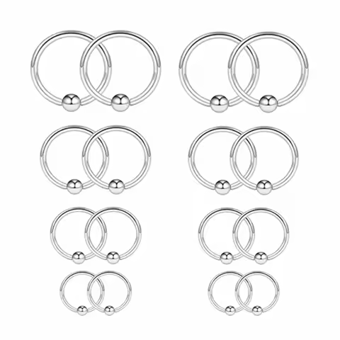Bulk 16G 1.2mm Steel CBR Smiley Piercing 6/8/10mm Ring 3mm Ball Ear Helix Captive Bead Ring Nose Nip