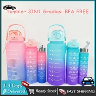 3-in-1 Gradient Sports Bottle Set (2000ml+900ml+300ml) Portable Travel Drinking Bottle BPA FREE