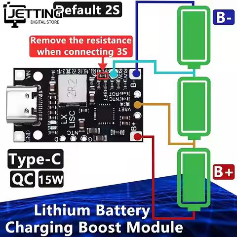 1pc Type-C 2S 3S 8.4V 12.6V Step-Up Boost Charger Board 18650 21700 3.7V LiPo Polymer Li-Ion Battery