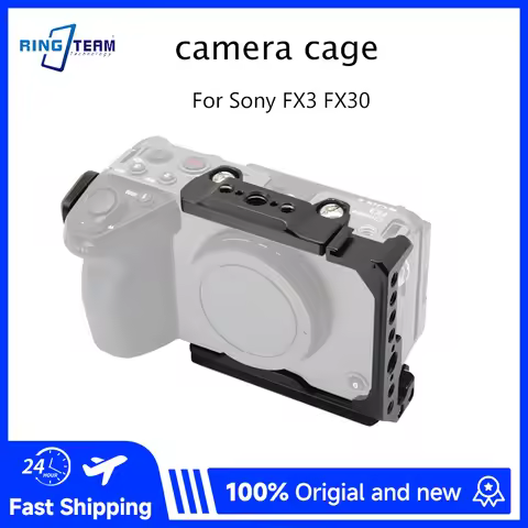 Camera Cage for Sony FX30 FX3 Metal Rabbit Cage Rig with Cold Shoe Cable Clamp 3/8 ARRI Holes for Vi