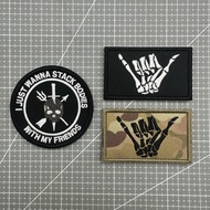 【Customized】666 Gesture Embroidered SkullQN 3D Velcro Patch /Badges/armband/Emblem Decorative For Ja