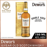 Dewar’s 15 Year Old Blended Scotch Whisky - 750ml / 75cl 40% ABV - Double Aged Oak Cask Whisky Spiri