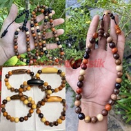 TASBIH & GELANG KAYU TERAS CAMPUR 99BIJI & 33 BIJI 10MM , CAMPURAN 9JENIS GEMUNGGAL RAJA KAYU BIDARA