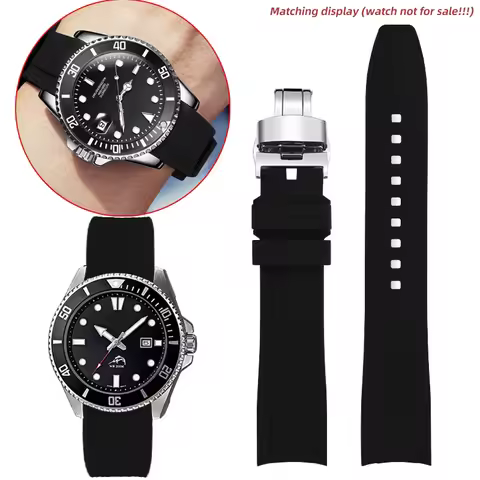 Curved End Slicone men watch strap 20MM 22MM For Casio Swordfish Duro MDV106-1A MDV-106/107-1A Sport