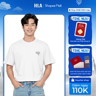 HLA Men's Basic Short-Sleeved Plain T-shirt, Embroidered Logo Pattern on Chest, Elastic and Absorben