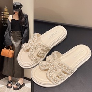 sandal flat perempuan selipar flat Selipar Pantai Mutiara Musim Semi Little Fragrant Flat