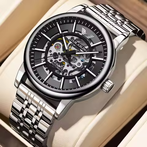 LOUIE JUELEN Men's Watch Automatic Mechanical Watch Skeleton Design Luminous Fashion Men's Mechanica