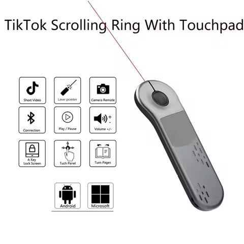Wireless Presenter Remote with Touchpad, Air Mouse Clicker PPT Pointer for PowerPoint Keynote PPT IO