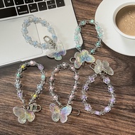 Ins Style Butterfly Mobile Phone Pendant Keychain Cartoon Bear Beaded  Keychain Girl's Heart Schoolb