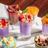 [BUNDLE CUP] Panna Cotta Pudding Sutera Puding Rasa Taro Susu 1 Pcs + Shooter Cup Gelas Pudding 1 Bo