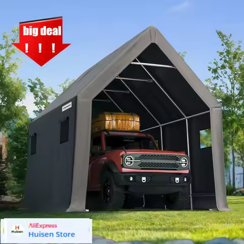 Durable Heavy Duty 10X15FT RV Carport - 10.8FT Ultra High Peak Storage Shed Shelter For Trucks/SUVs 