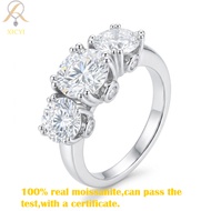 4ct Real Moissanite Ring 925 Sterling Silver Pass Diamond Tester GRA Certified D Color Round Cut For