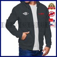 Umbro Logo Sweatshirt Zip Hoodie Sweater Cotton Sulam Fashion Pakaian Baju Casual Unisex Top