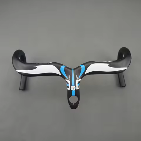 Integrated Bicycle Handlebar with Carbon Rod, 75mm Drop, 130mm, 400, 420/440x90, 100, 110, 120mm