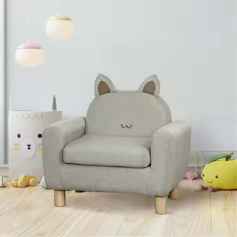 US Stock Kids Sofa Chair Seat-Grey Cute animal theme For ages 3-5 years 24" L x 16.5" W x 20.75" H F