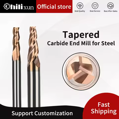 HILIXUN 0.5-20 Degree 4 6 8 12 16 Shank Chamfer End Mills Carbide Taper End Mill Angular CNC Machnin