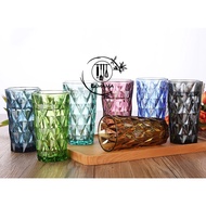 6 pcs set Vintage Multicolour Glass Cup set Juice Cup Colorful Dringking Mug | Cawan Gelas Modern Ik