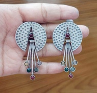Oxidised Long earrings indian/German silver big earrings/indian earrings/ black metal earrings
