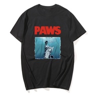 Paws Kitten Jaws Cute Cat Fun Meme T Shirts Men Women Retro O-Neck Aesthetic Fashion T-shirt Summer 