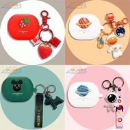 for Baseus BP1 Pro Case Silicone Soft Case Cartoon Bulldog Keychain Cute Strawberry Pendant Suitable