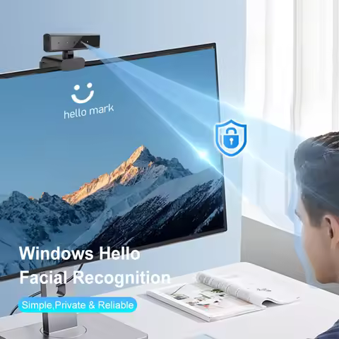 2K 5MP Webcam with Windows Hello Facial Recognition Web Camera With 1.5M Cable PC Computer Laptop Ca