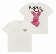 韓國潮牌ADLV卡通粉紅色兔子 白色短袖T恤 1碼   ACME DE LA VIE T shirt printed fizzy rabbit logo design size 1 unisex