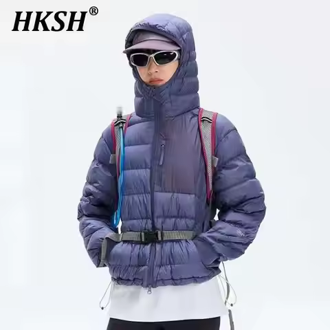 HKSH Outdoor Light Sport Color Contrast Hooded Down Jacket Women's Winter Mountain Leisure Waterproo