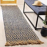 Safavieh Natural Fiber Collection NF266D Hand-Woven Tropical Blue and Natural Jute Runner (2'3" x 8'
