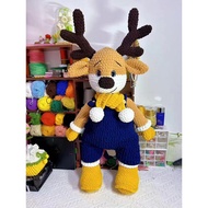 T Trendy Hot Sale Wool Crochet Hand-Knitted Oversized Doll DIY Oscar Deer Christmas Gift Doll Gift G