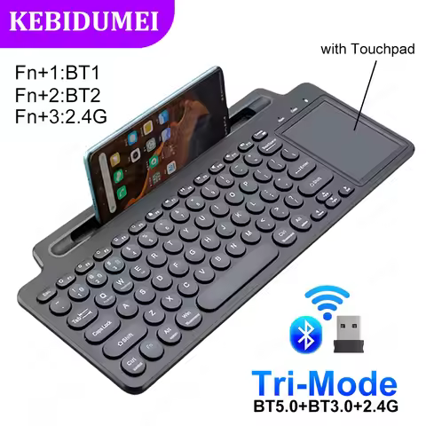 Tri-Mode Dual Bluetooth Keyboard BT5.0 3.0 2.4G Wireless Keyboard with Touchpad Gaming Keyboard with