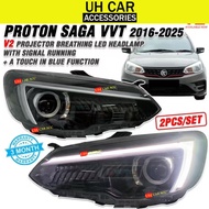 Proton Saga VVT 2016 - 2025 V2 Projector Breathing Led Headlamp With Signal Running + A Touch In Blu
