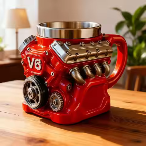 Retro Engine Coffee Mug New Engine V8 Engine Mug Decoration Stainless Steel Cup Car Engine Design Mu