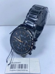 全新 正貨 agnès b.  Agnes b 海外限定三環 石英黑鋼計時男裝手錶 43mm (BU2004X1)大圈鋼帶（精工 seiko ) Chronograph Quartz Watch
