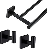 32 Inch Double Towel Bars Bathroom Towel Rails Robe Hook Bath Towel Coat Hooks 2 Pack Matte Black B5