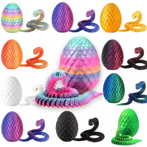 3D Printed Snake Eggs with Snake Inside 3D Printed Snake 3D Printed Animals Easter Egg for Kids Adul