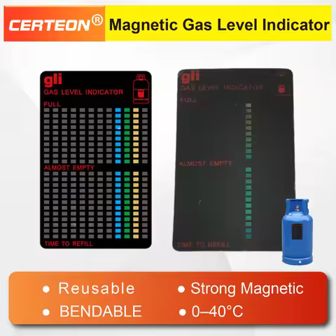 Magnetic LPG fuel level indicator sticker with temperature sensing reusable sensor gauge for propane