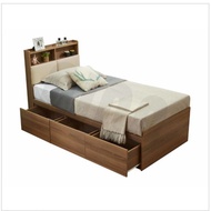 需自備大隻佬!!!!!!!   AINA 36”淺胡桃配耐磨布三柜桶頭箱單人床 (送床褥)清屋‼️