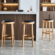 Yisong bar chair Nordic home bar chair front desk bar chair high stool solid wood high stool round stool light luxury bar stool