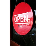 MERAH Acrylic Signage Open Close/Acrylic Open Close (Red Round)