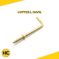 Brass Plated Screw L Hook 3/4" , 1" , 1-1/2" , 2" (5PCS) Brass Plated L Hook