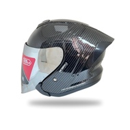 Original JS ARMOR Half Face Helmet with SNI CARBONE Motif