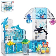 PicassoTiles Magnet Tiles Magnetic Building Blocks Aquarium Marine Animal Theme Set with 8 Character