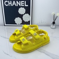 全新Chanel 香奈兒 檸檬黃魔術貼厚底涼鞋 37碼