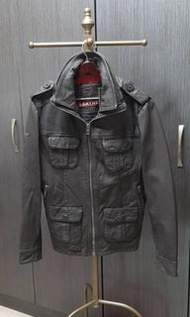 全新正品Superdry Real Leather 極度乾燥咖啡色軍肩真皮 皮衣外套L(推薦款)